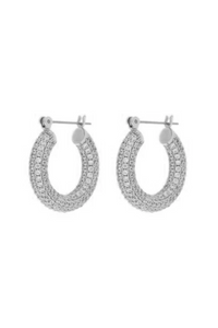 medium sized silver sparkly hoops