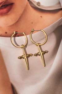 gold statement cross hoops by luv aj