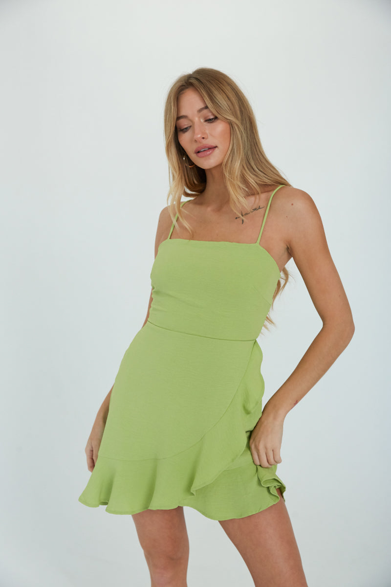 Audra Tie Back Ruffle Wrap Mini Dress • Shop American Threads Boutique