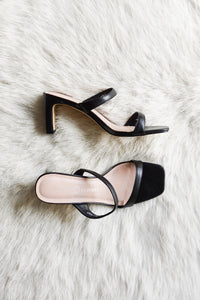 Yanti Double Strap Block Heel in Black Top and Side View