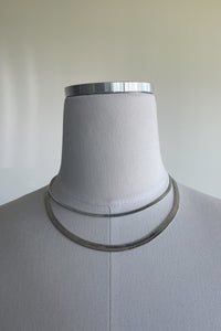 silver snake chain layered necklace