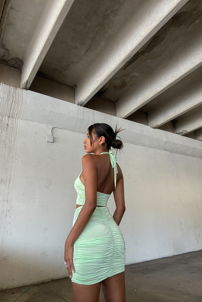 Iggy Cinched Skirt Set Shop American Threads Women's Trendy Online Boutique Lime Green / M / No returns/exchanges Iggy Cinched Skirt Set Shop American Threads Women's Trendy Online Boutique Lime Green / M / No returns/exchanges