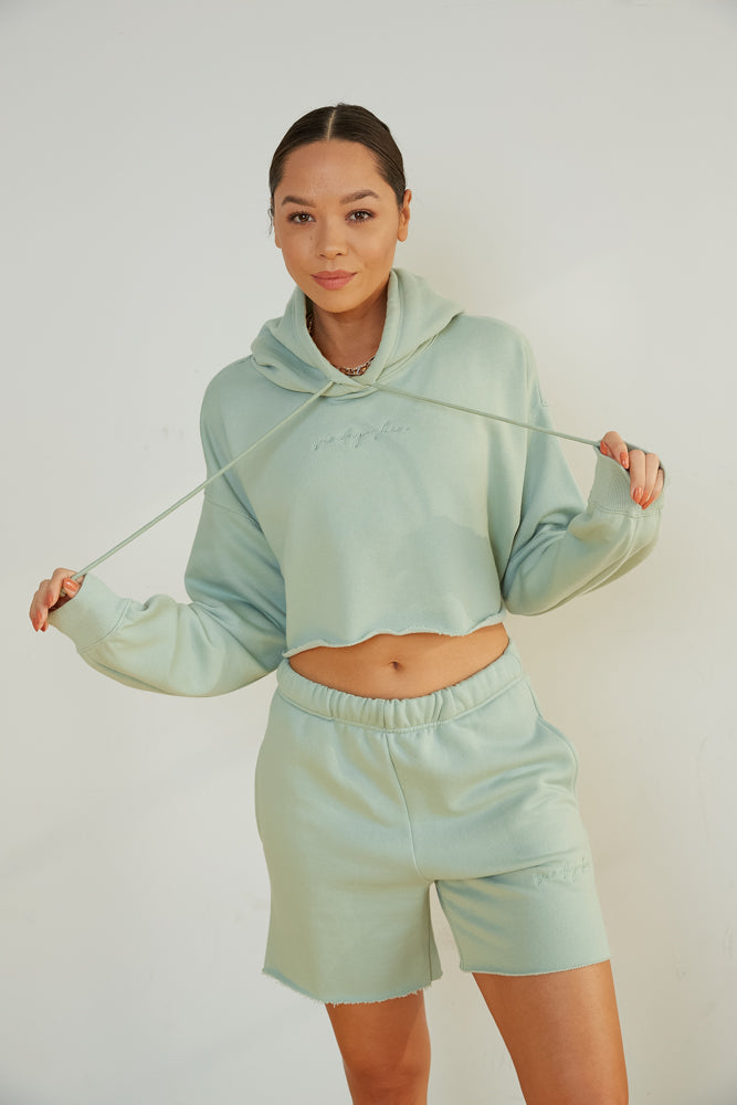Girlfriend Crop Hoodie In Sage