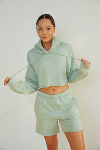 Girlfriend Crop Hoodie In Sage