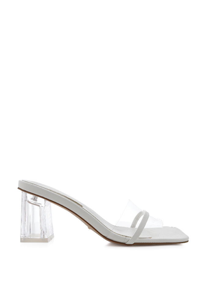 white strappy clear heel