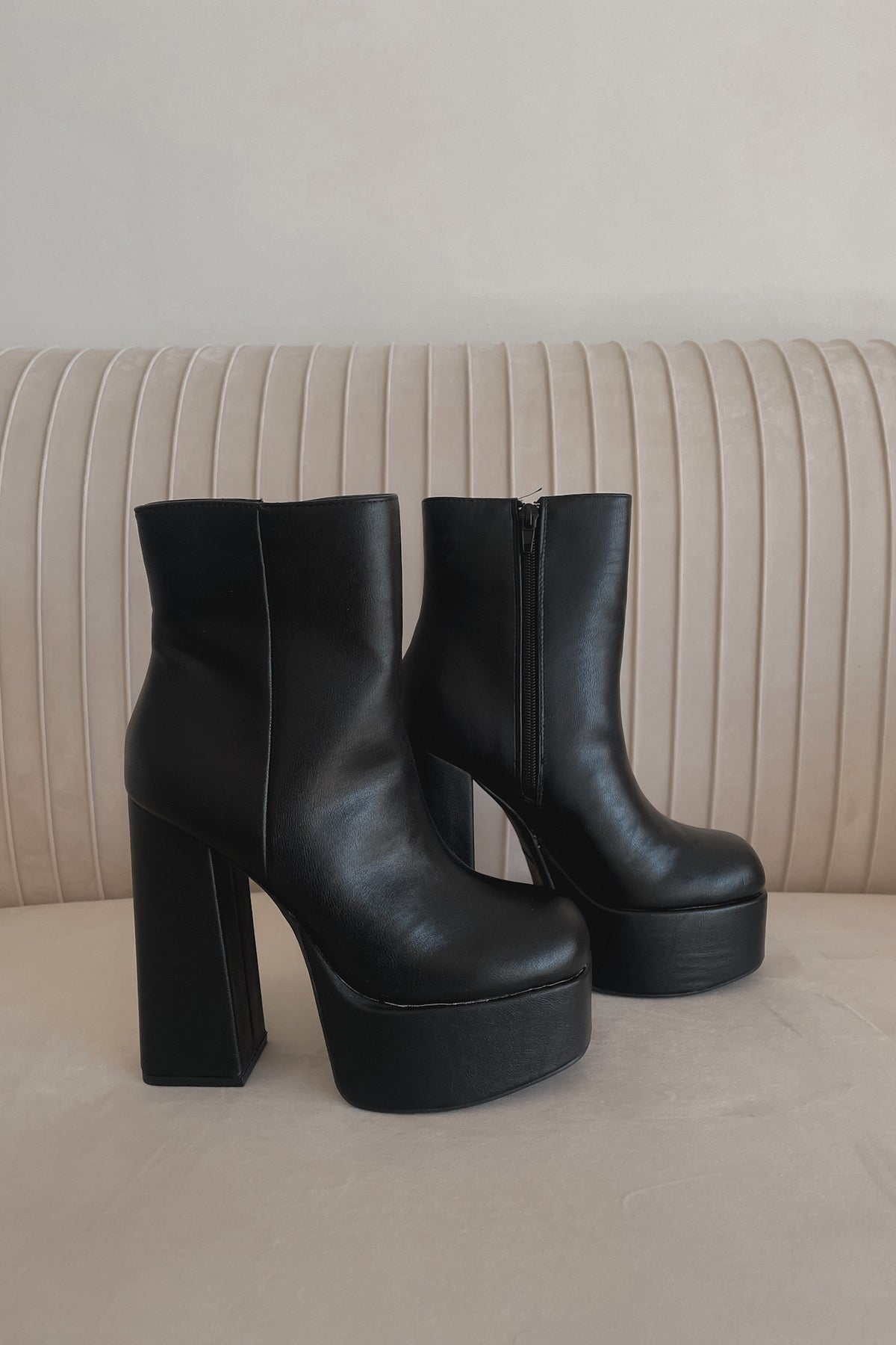 Baby Spice Chunky Platform Booties in Black • Shop American