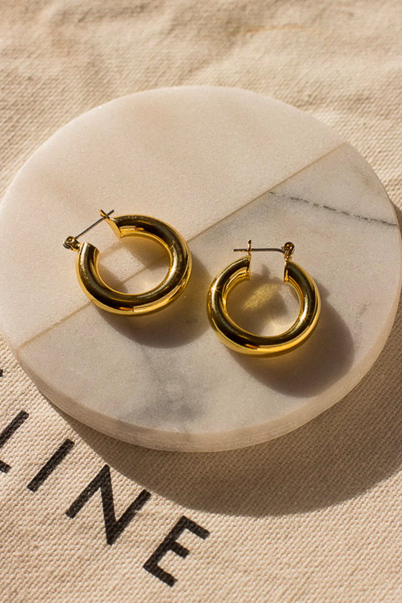 simple and timeless LUV AJ gold hoops