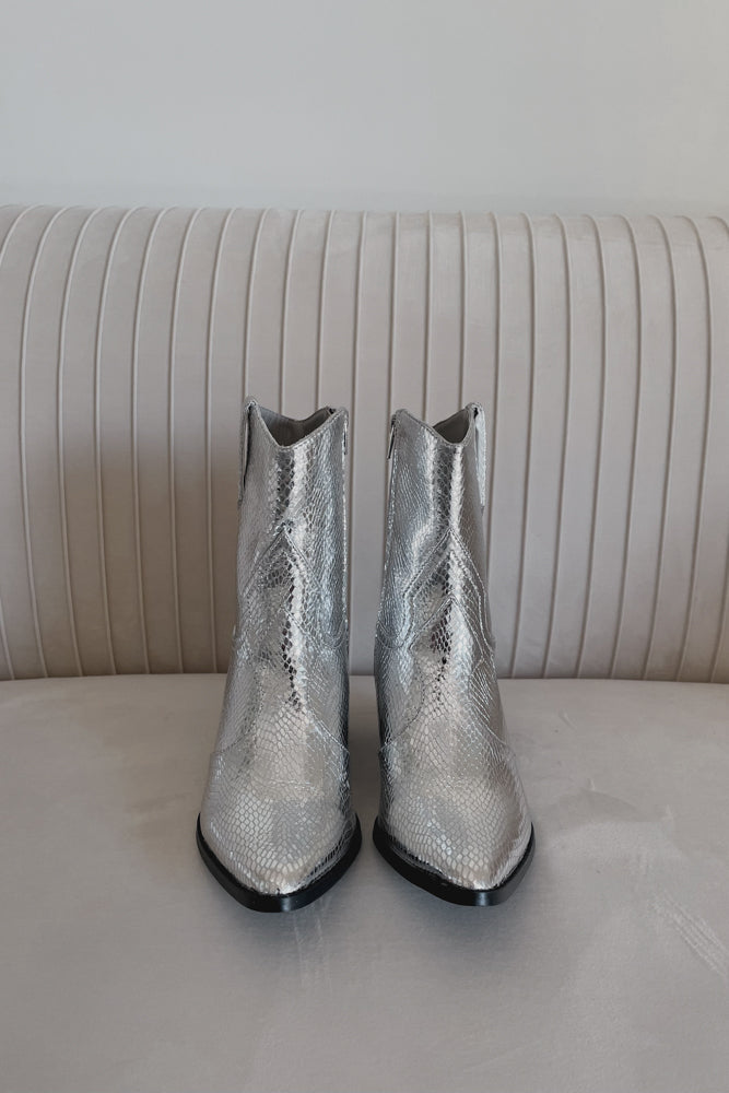 Bambi Silver Snake Western Ankle Boot • Shop American Threads