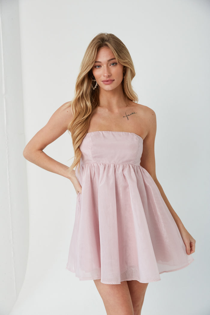 Bella Strapless Babydoll Mini Dress | Shop American Threads Boutique Blue / XS Bella Strapless Babydoll Mini Dress | Shop American Threads Boutique Blue / XS