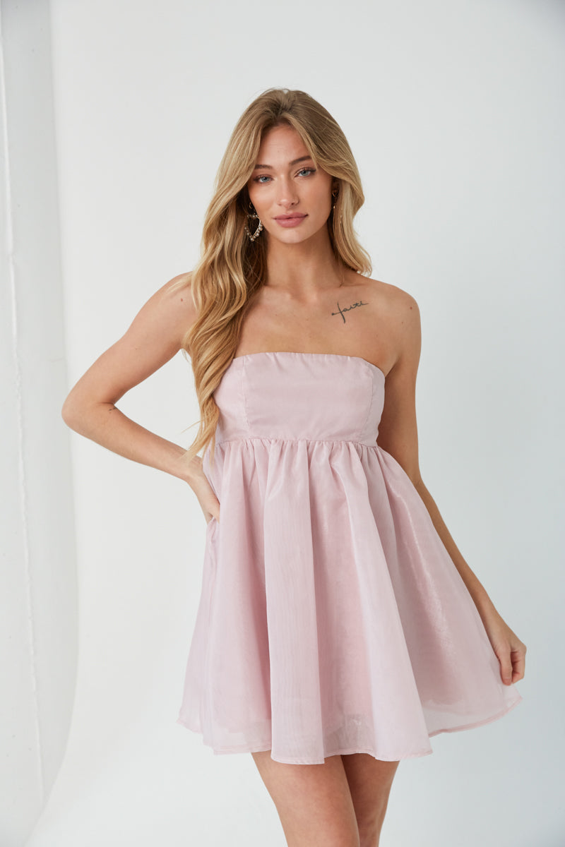 Bella Strapless Babydoll Mini Dress | Shop American Threads Boutique Blue / XS Bella Strapless Babydoll Mini Dress | Shop American Threads Boutique Blue / XS