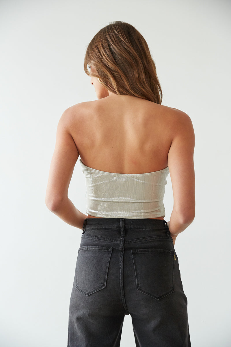 silver tube top - holiday outfit