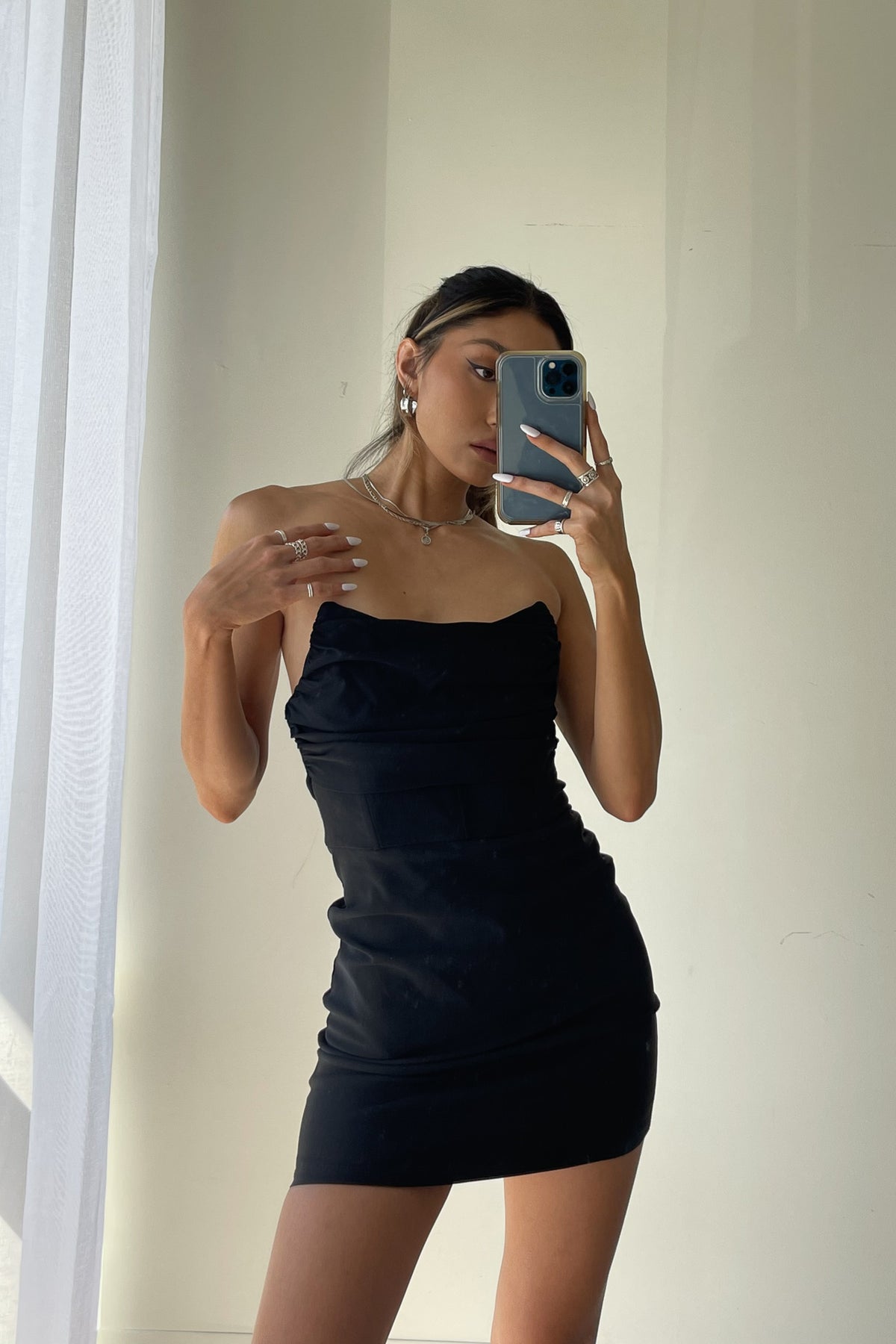 Black corset mini dress