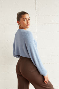 Blue rib knit sweater