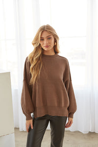 Brown puff sleeve sweater