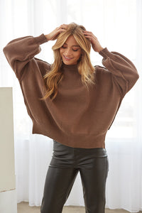 Oversized brown knit sweater
