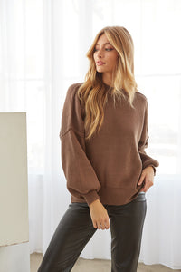 Chocolate brown side slit sweater