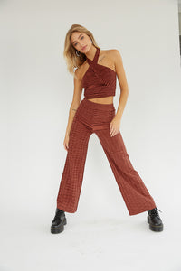 Brown high waisted knit pants