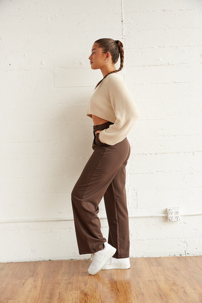 Brown high waisted trousers