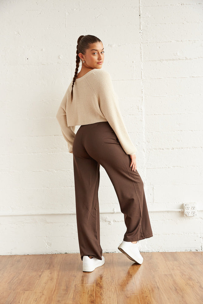 Drew Wide Leg Trouser Pants in Brown • Shop American Threads