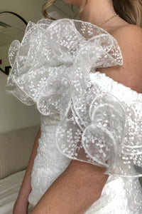 video of white mini dress with ruffles - bridal shower dress