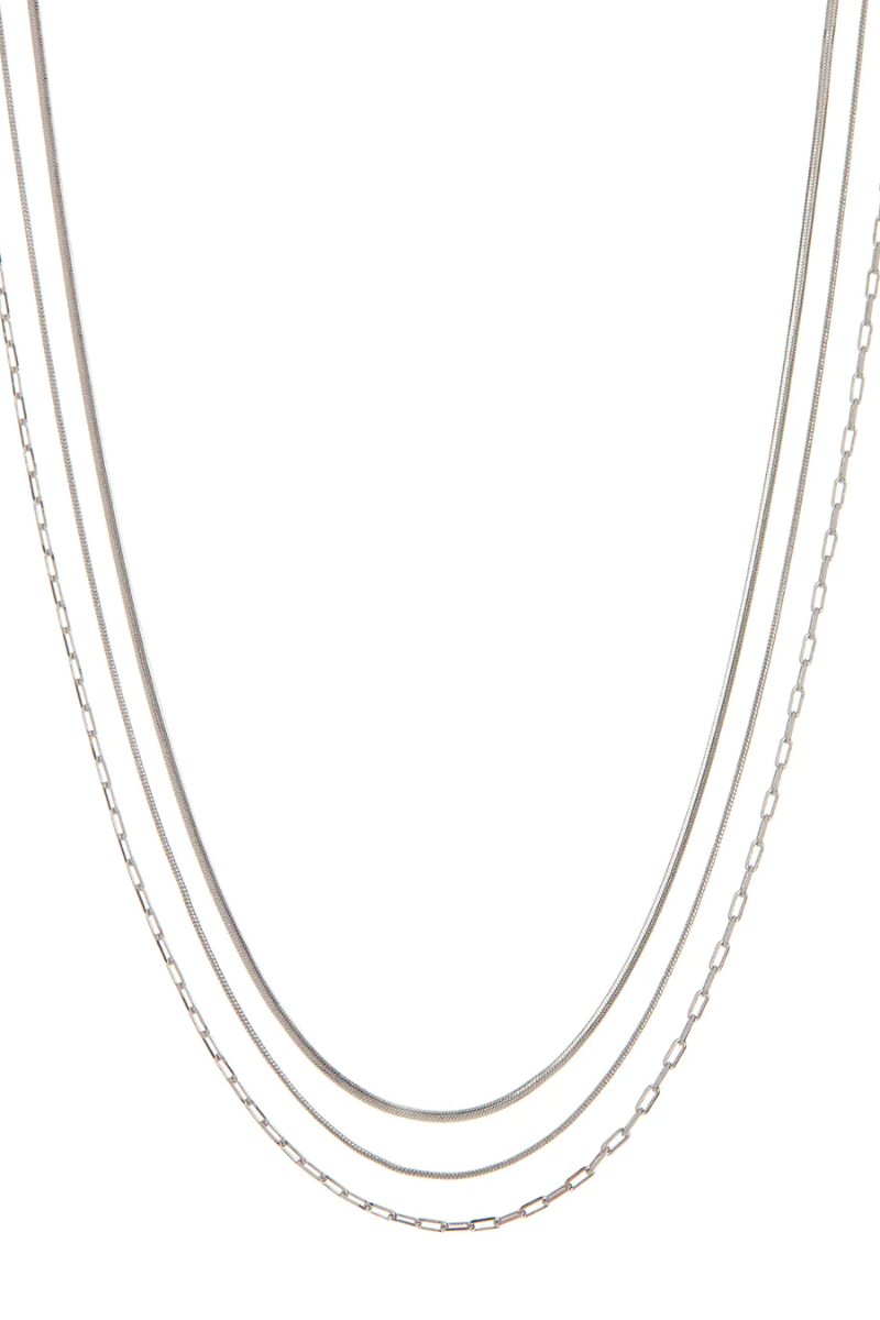 silver multi chain layered charm necklace by luv aj