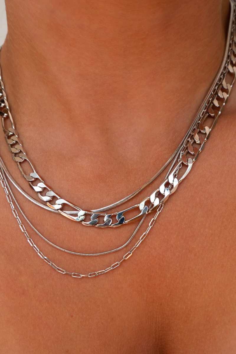 luv aj silver layered necklace