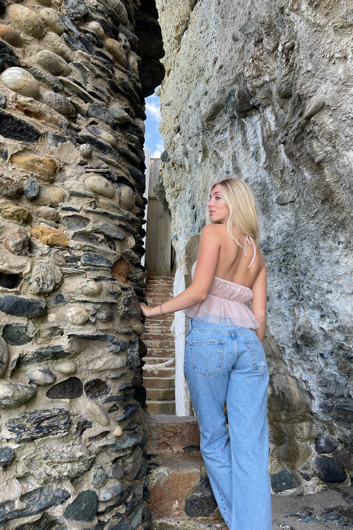 sheer tulle back peplum top- great for girls who like a flirty look