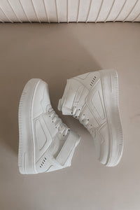 simple white shoes for women - high top tennis shoes - boutique fashion