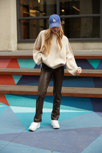 Puff sleeve knitted sweater