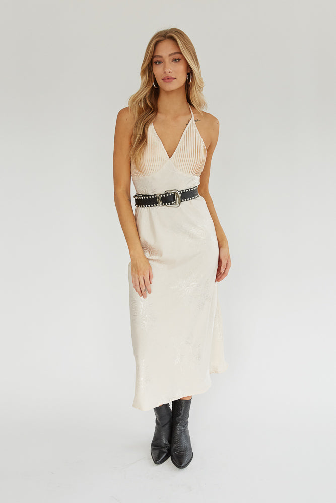 white halter neck midi dress Dahlia Halter Midi Dress • Shop American Threads Women's Trendy Online Boutique Black / S