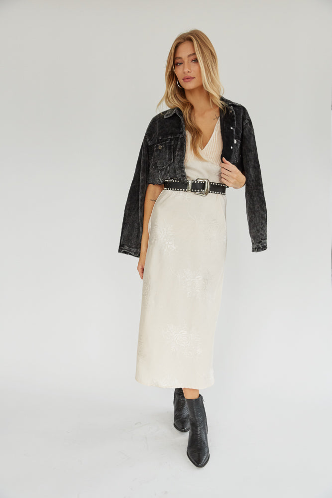 Nude pleated bust floral dress