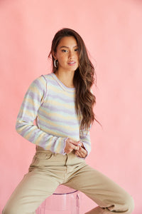 pastel cropped sweater outfit
