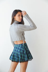heather gray sweater with side ties