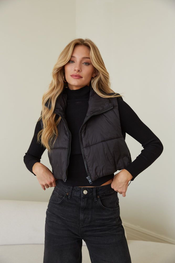 cropped puffer vest