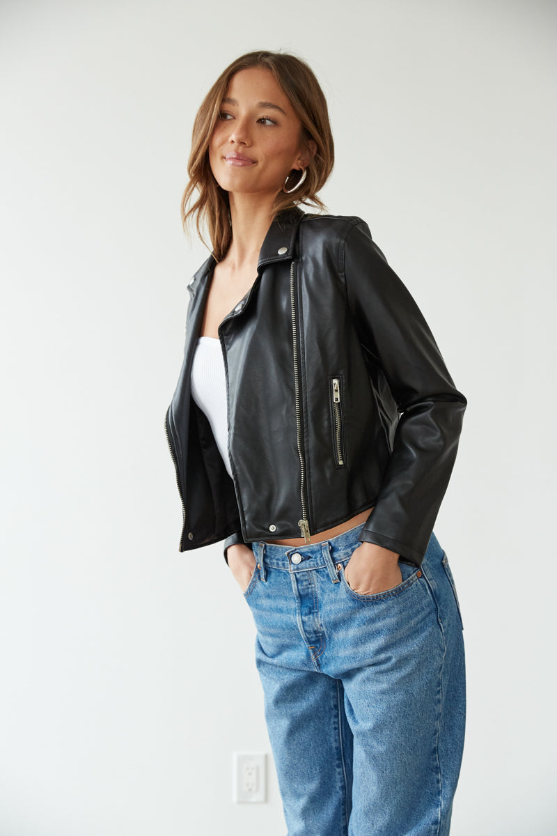 how to style a black leather jacket