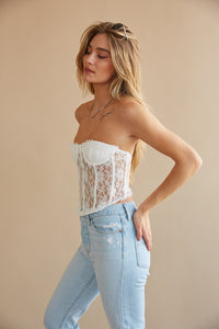 strapless lace corset top