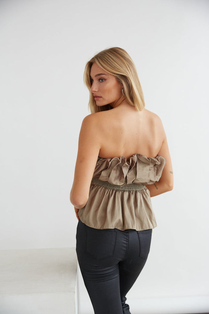 taffeta peplum top in olive green - what to wear going out - girls night out - what to wear wine tasting 