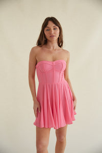 removable straps pink mini dress 