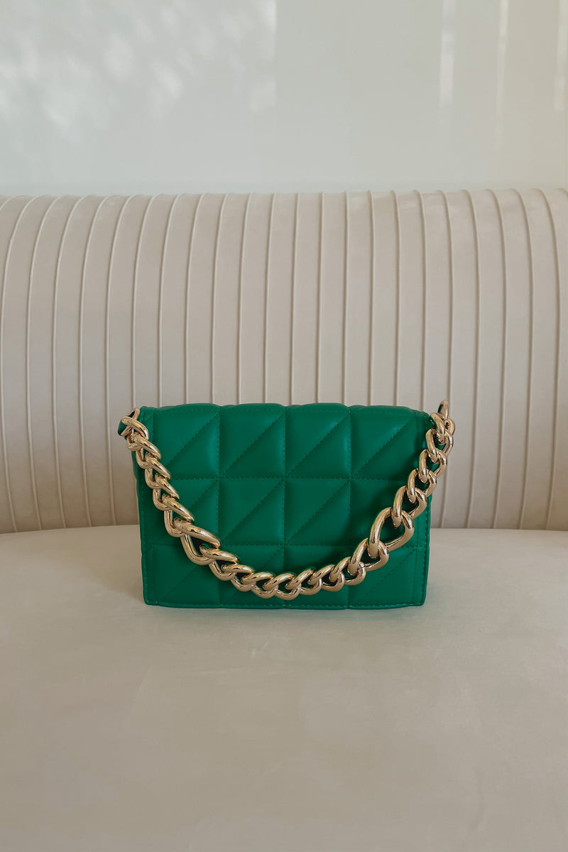 Jada Crossbody Faux Leather Bag in Kelly Green/Gold | 100% Leather | American Threads