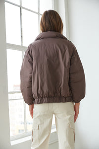 what to wear with a brown puffer jacket