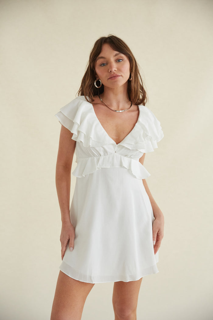 white ruffle dress for sorority rush