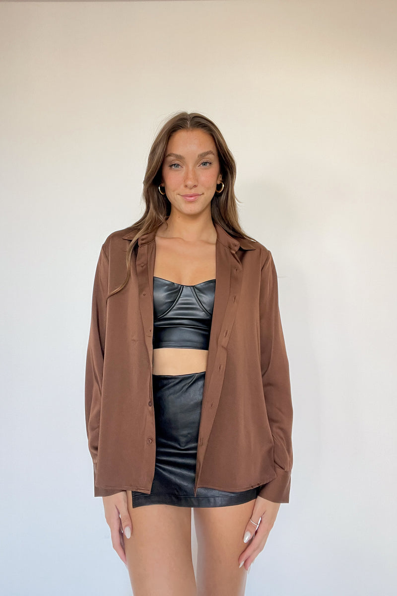 Kelly Button Up Shirt Shop American Threads Women's Trendy Online Boutique Brown / S Kelly Button Up Shirt Shop American Threads Women's Trendy Online Boutique Brown / S