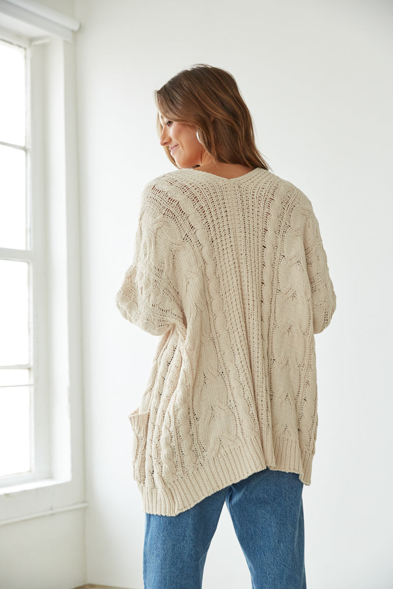 relaxed fit open knit cardigan