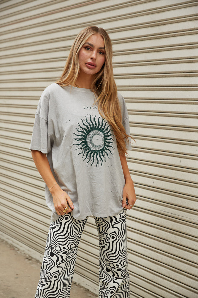 Grey moon graphic tee