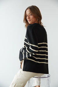 oversized striped knit polo sweater