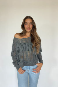 grey open knit sweater top - what to wear to school - university - college - what to wear to class