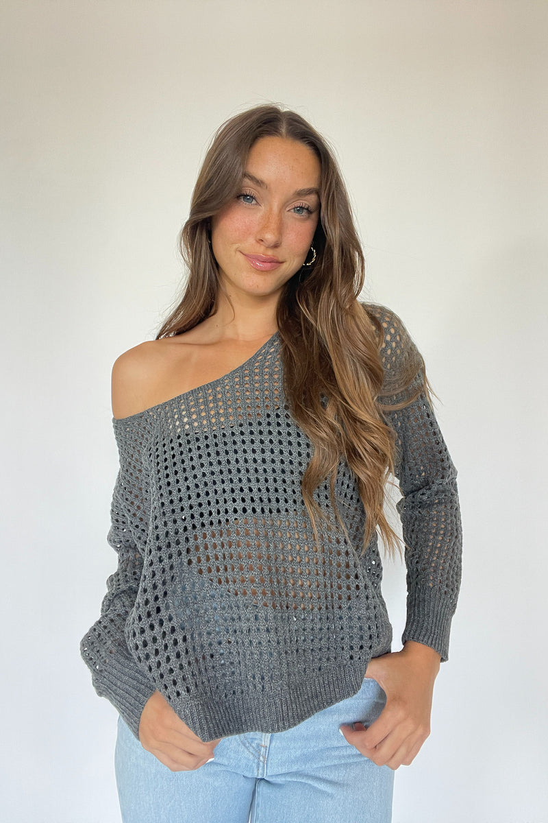 Laurel Open Knit Cutout Sweater • Shop American Threads Women's Trendy  Online Boutique – americanthreads