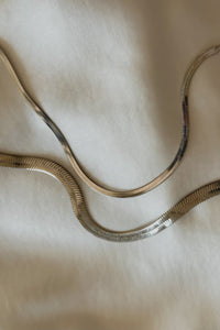 silver herringbone layered necklace