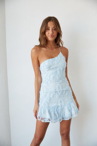 Livia One Shoulder Lace Ruffle Mini Dress | Shop American Threads Boutique White / M Livia One Shoulder Lace Ruffle Mini Dress | Shop American Threads Boutique White / M