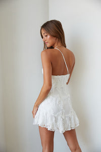 Livia One Shoulder Lace Mini Dress, White / M
